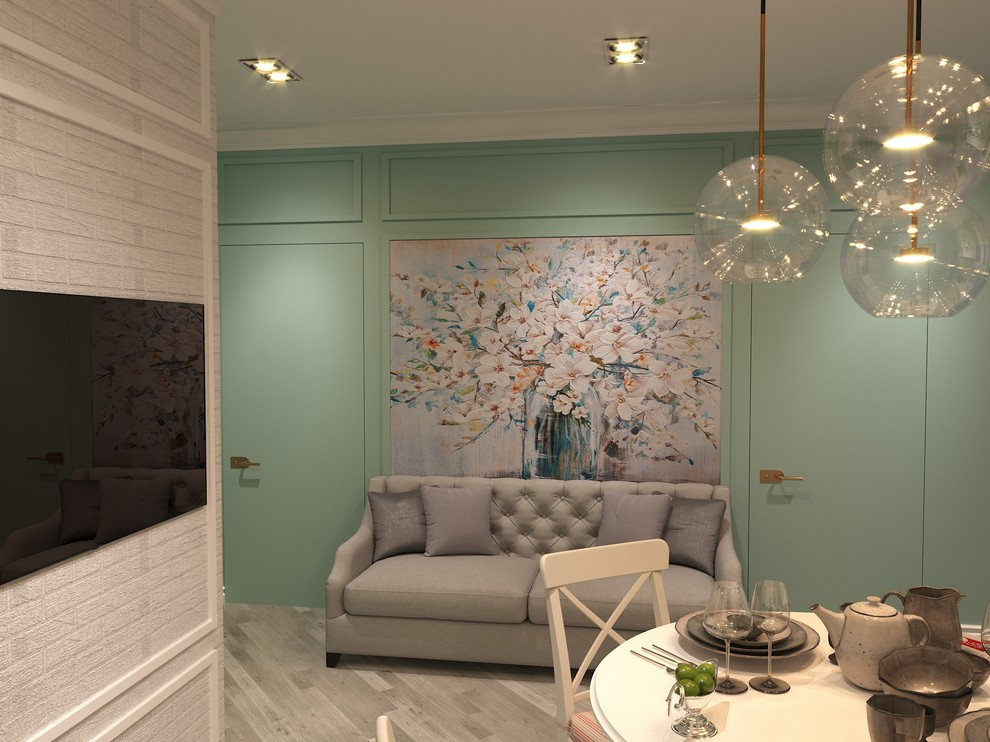 Обложка проекта: Зефирная кухня-гостиная