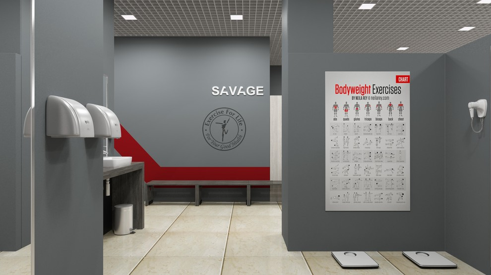 Мужская раздевалка фитнес клуба SAVAGE