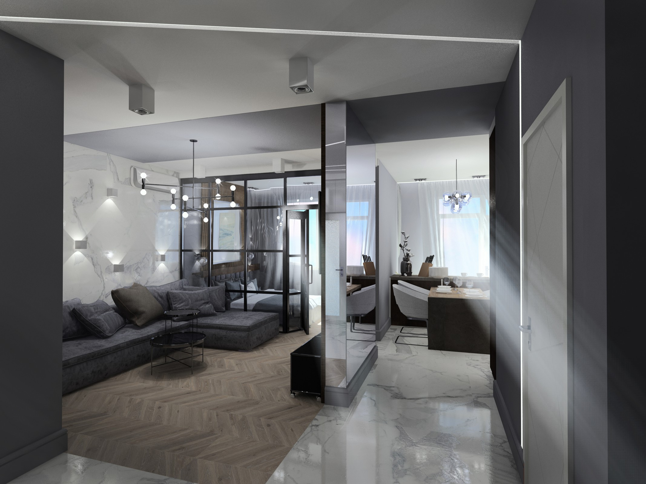 кухня-гостиная в ЖК "Изумрудный город" г.Геленджик