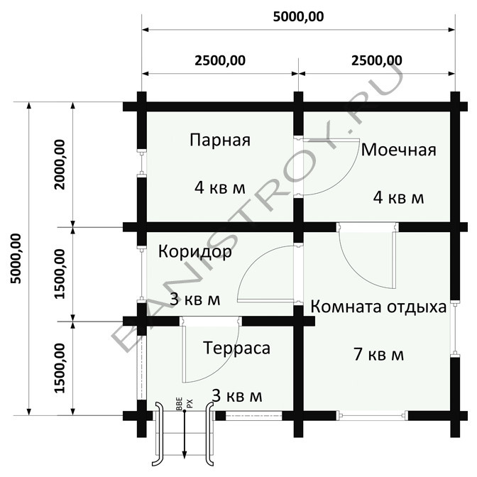 Баня из бревна 6х6