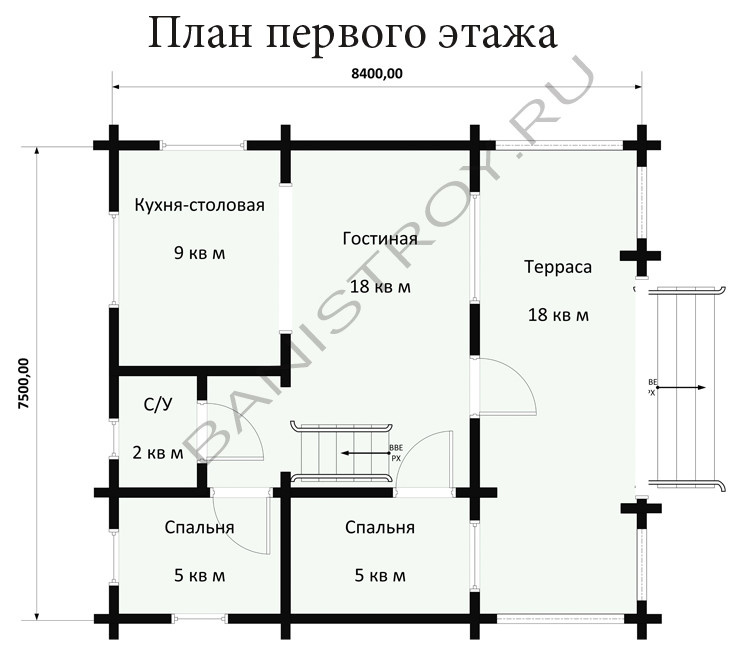 Гостевой дом 120м2 из бревна