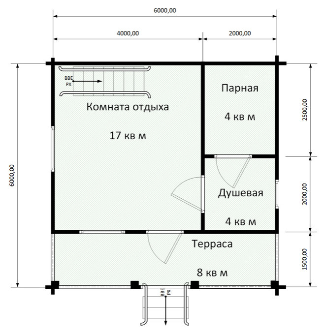 Гостевой дом баня 6х6 из бревна