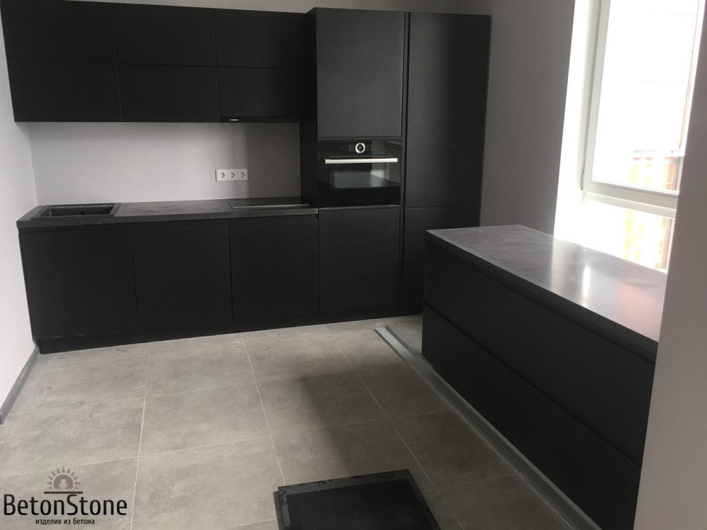 Столешница и поверхность острова из бетона