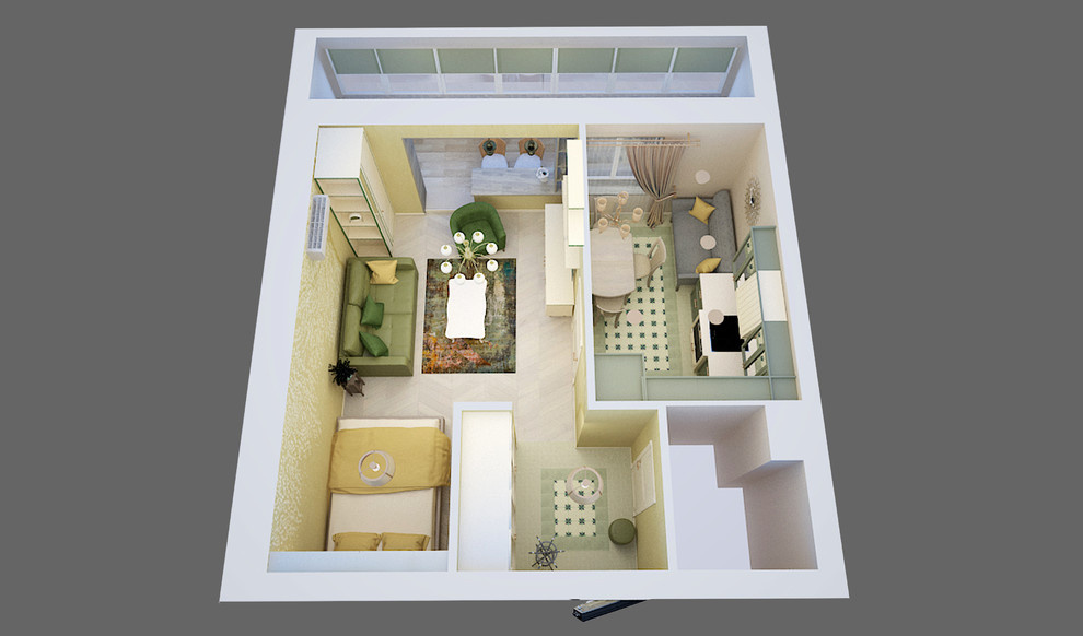 Маленькая квартира с весенними нотками. 38 м2. Серия дома П II-68.