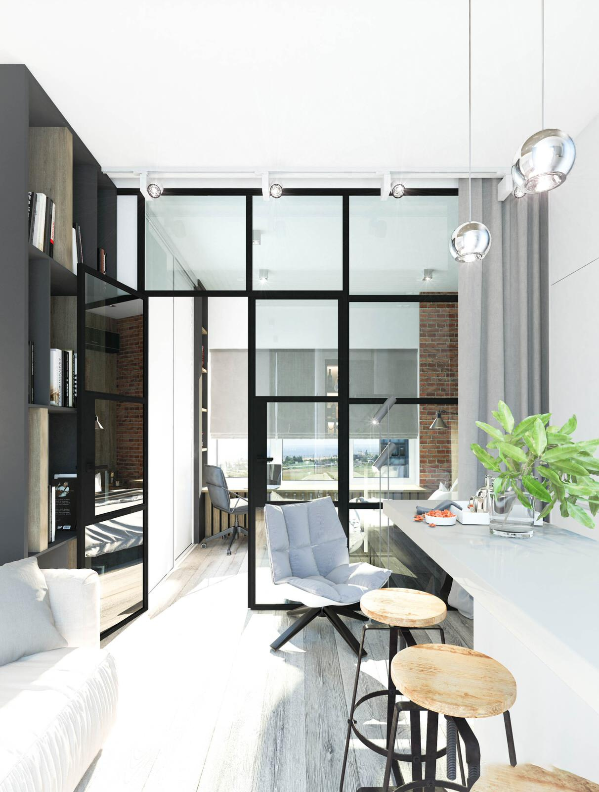 Квартира для холостяка в стиле ЛОФТ