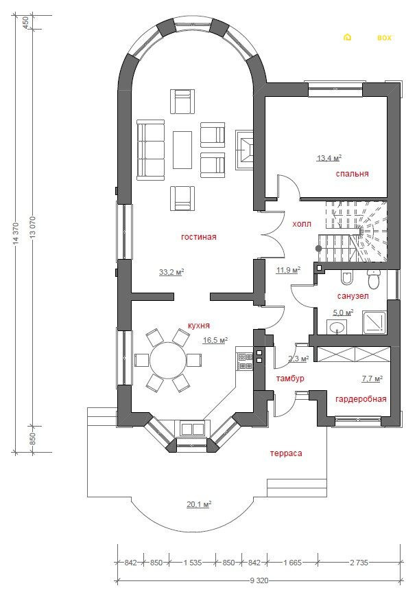 Проект дома общей площадью 160 м2