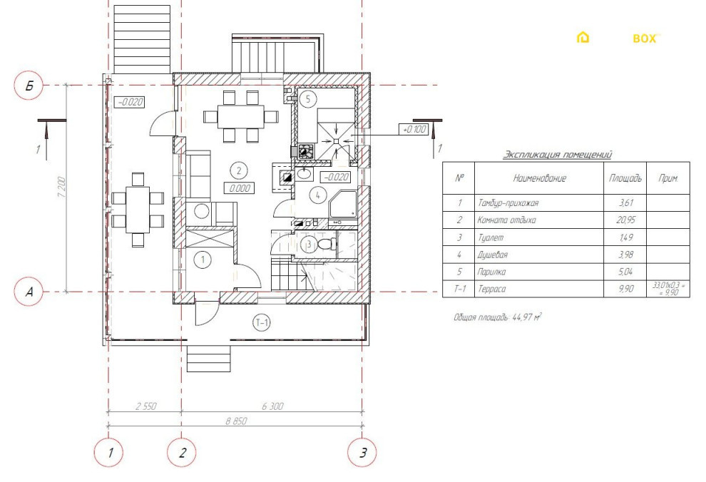 Проект дома общей площадью 90 м2