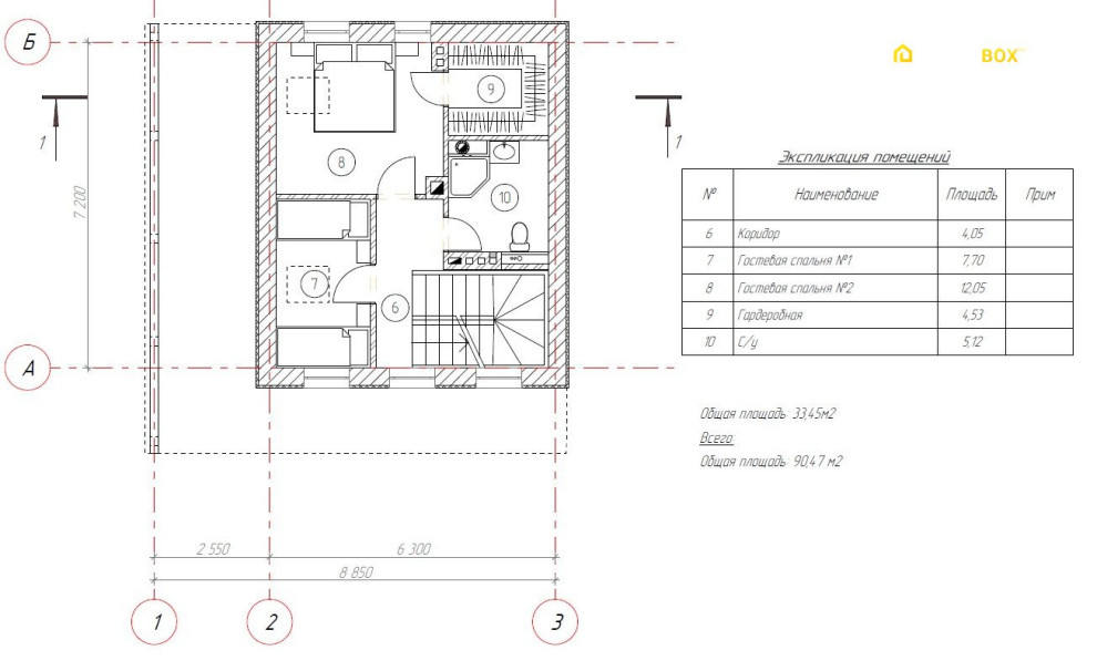 Проект дома общей площадью 90 м2