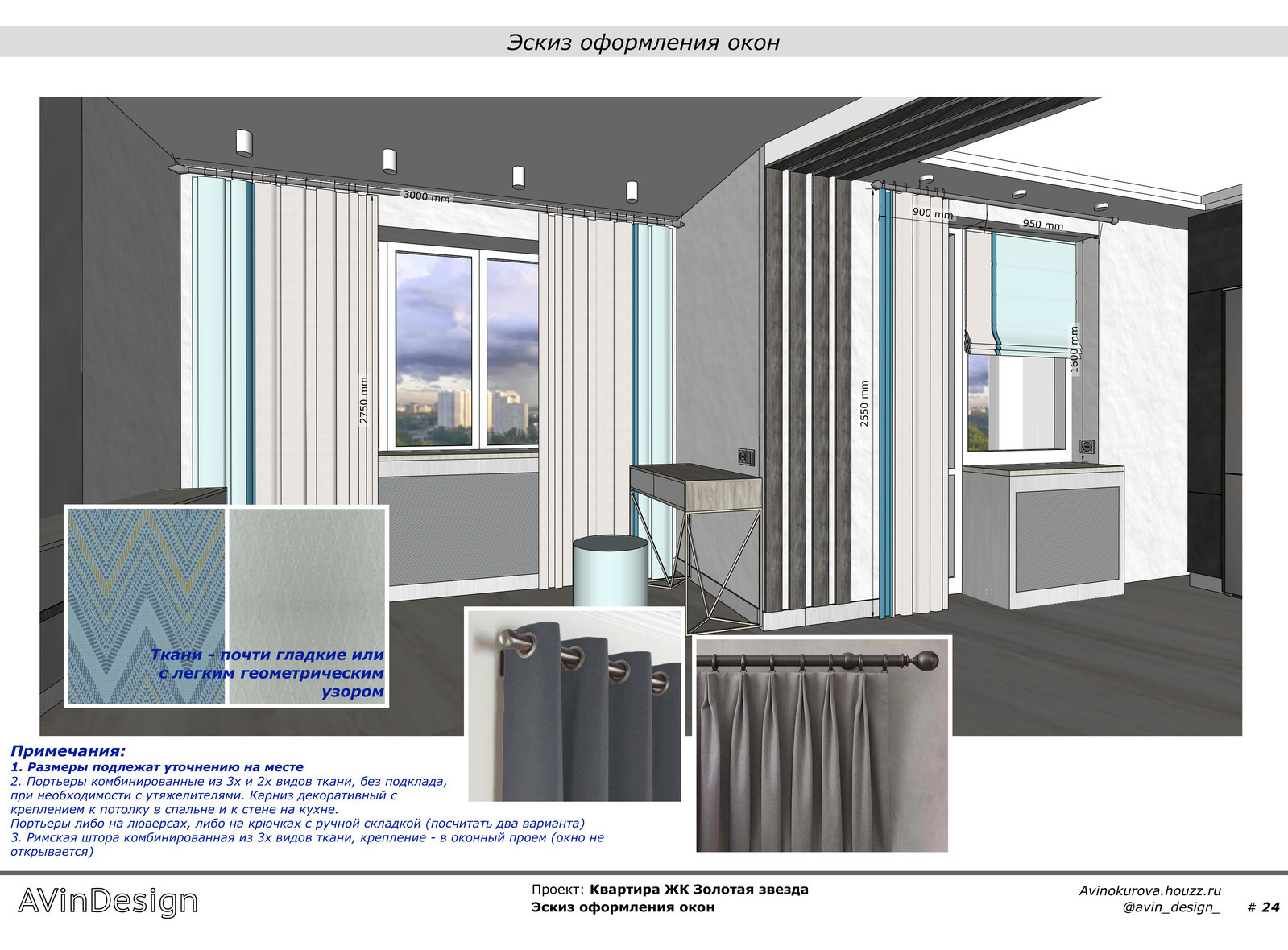 Эскиз оформления окон