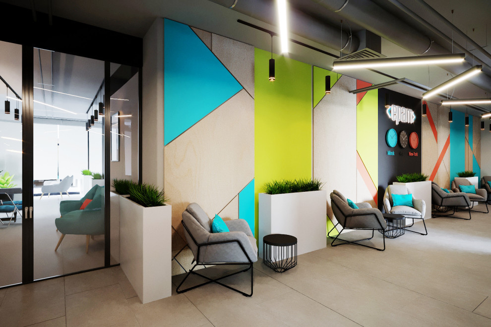 Interior design and visualization of the office EPAM company