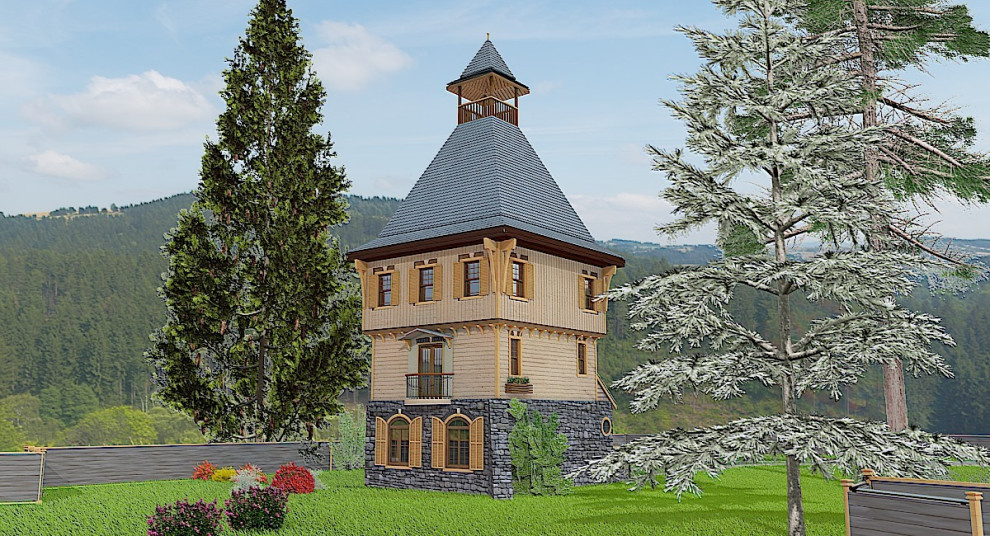 Проект дома 6 на 6 в стиле древнерусской сторожевой башни