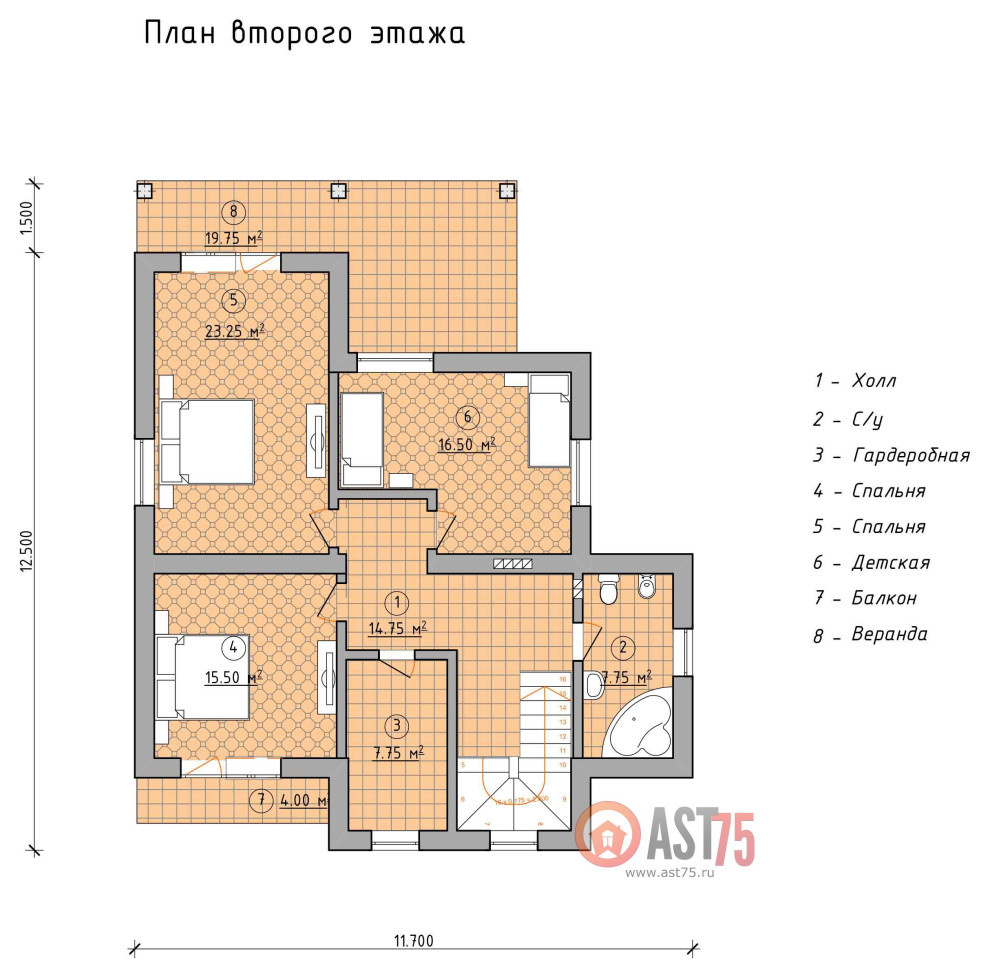 Дом 14 x 11.7 стены 470 мм площадью 264 м2