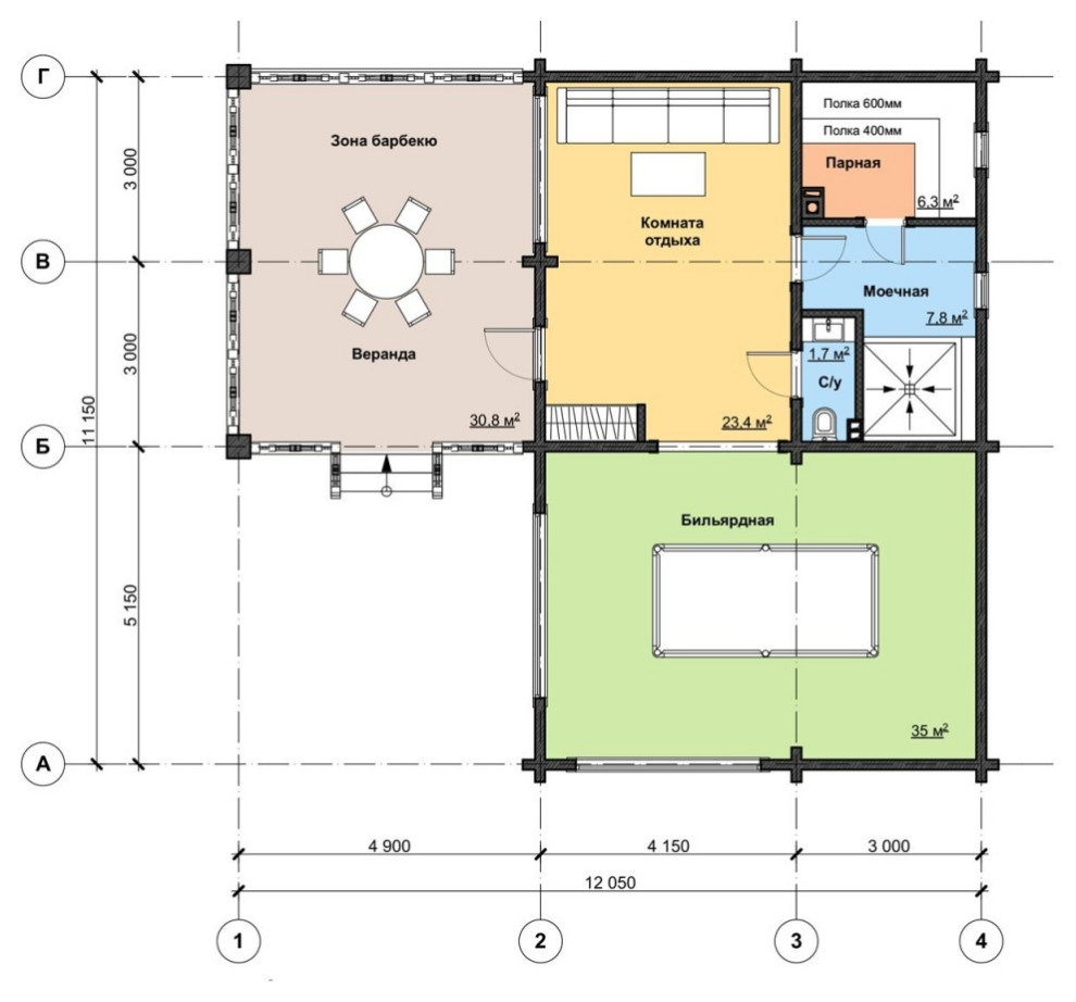 Баня из бруса «НБ 1-8»