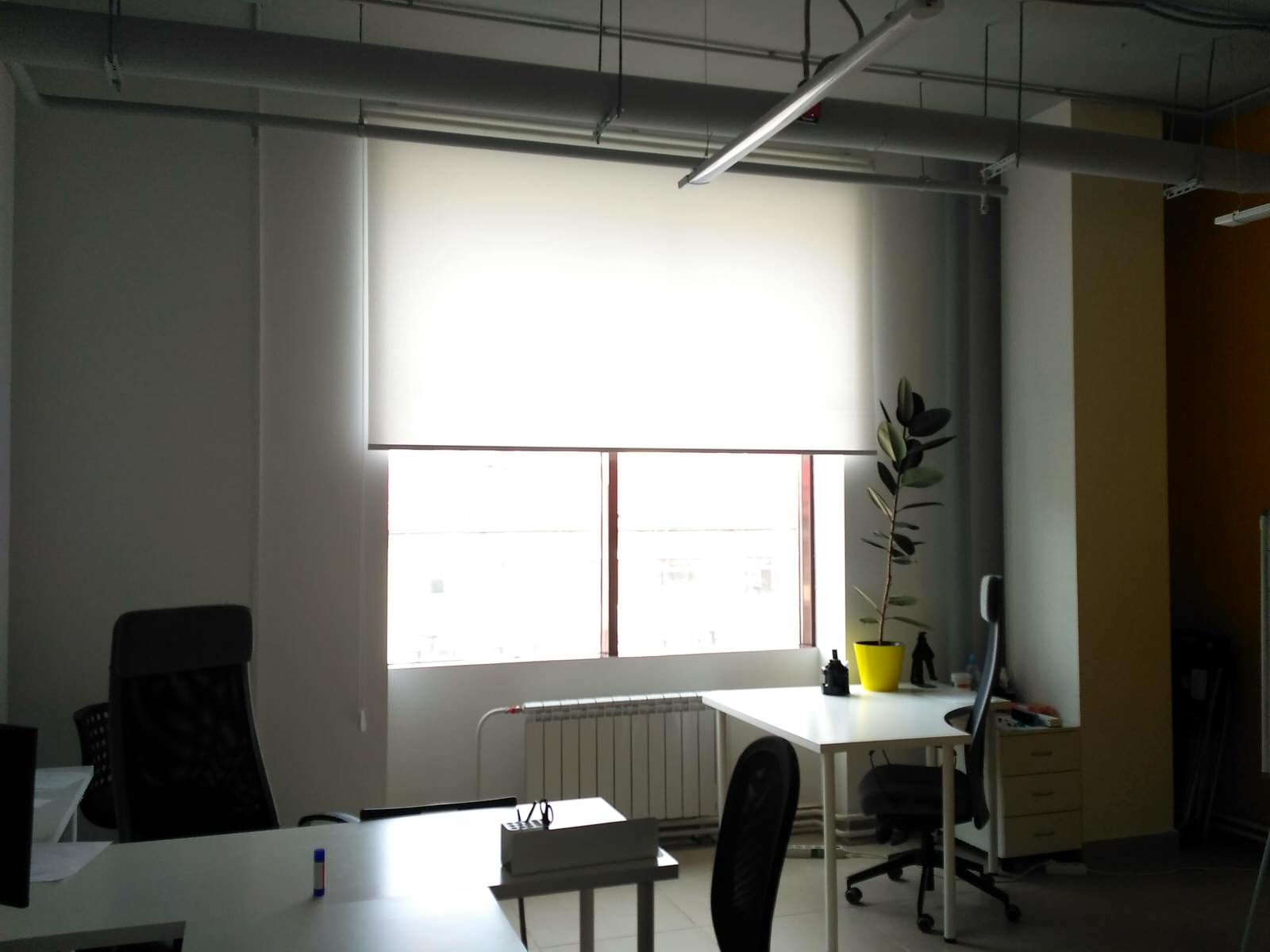 Свободновисящие рулонные шторы в офис