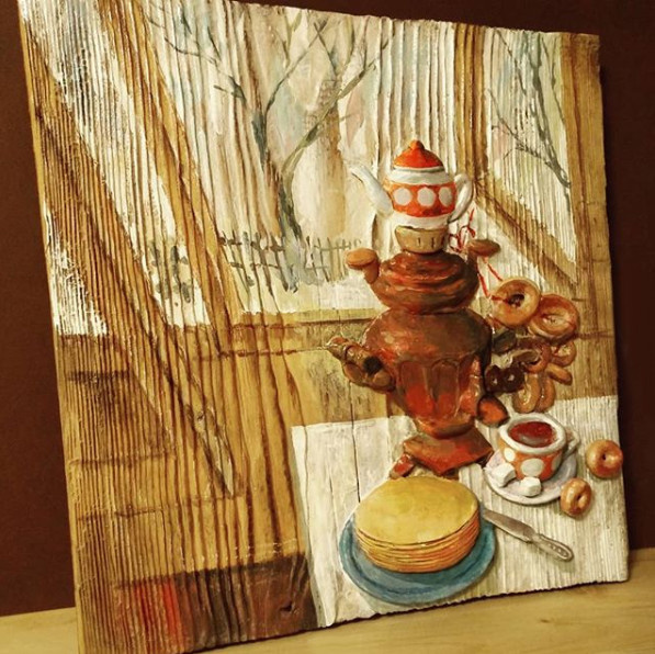Обложка проекта: Объемная картина Самовар