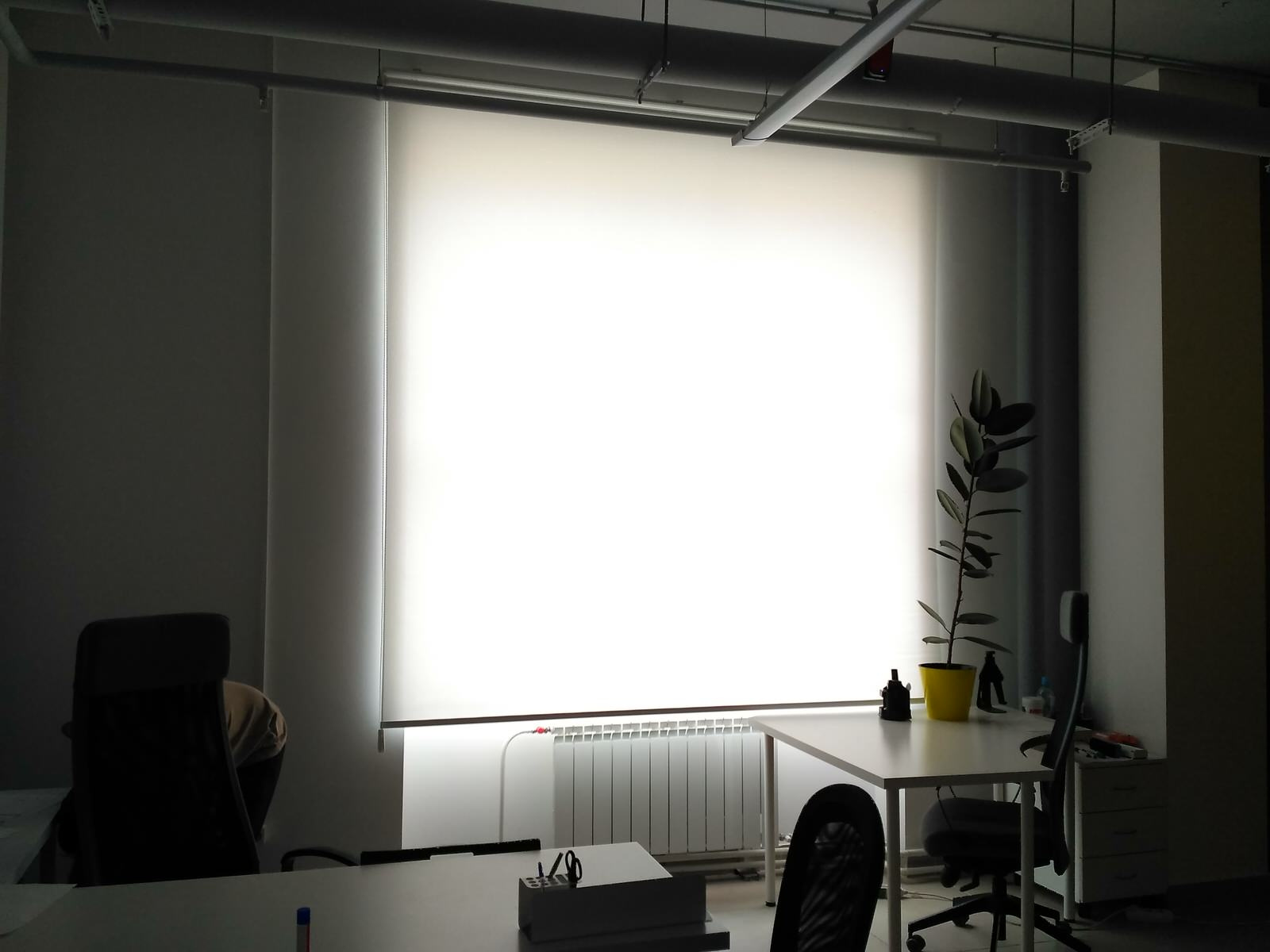 Свободновисящие рулонные шторы в офис