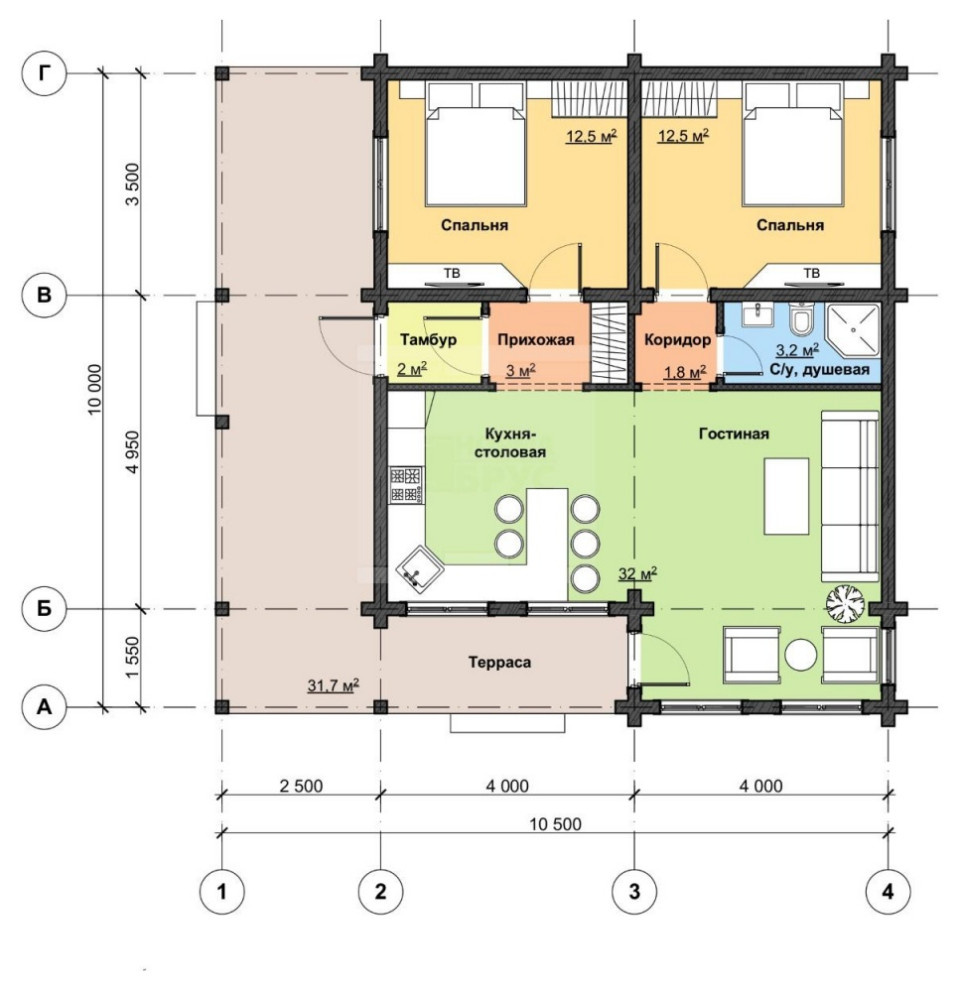 Дом из сухого профилированного бруса НД1-41