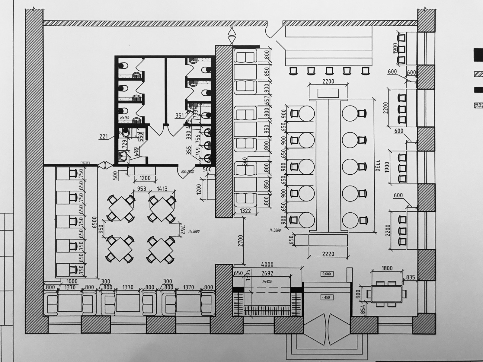 План с расстановкой мебели и оборудования с размерами