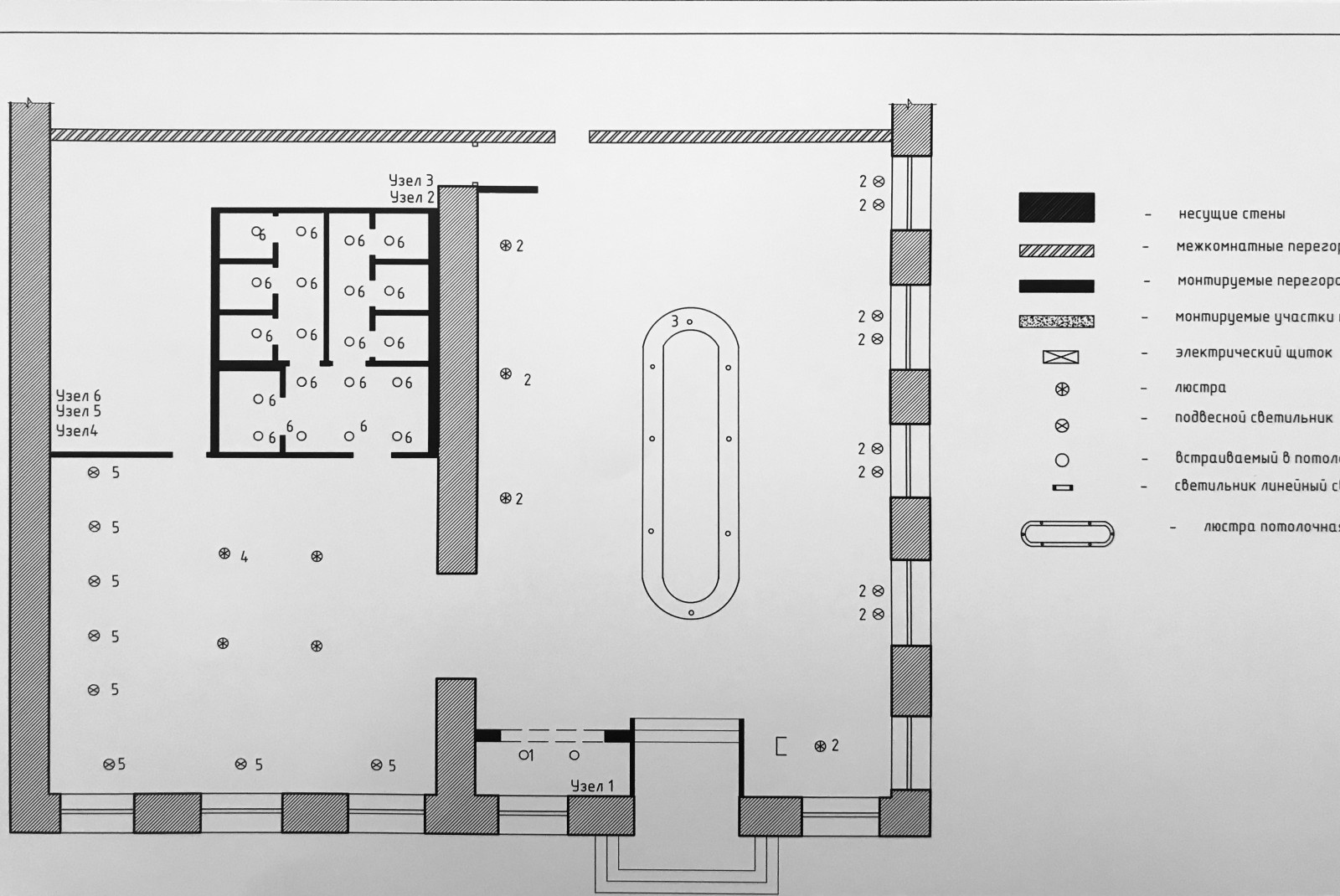 План размещения электроосветительного оборудования