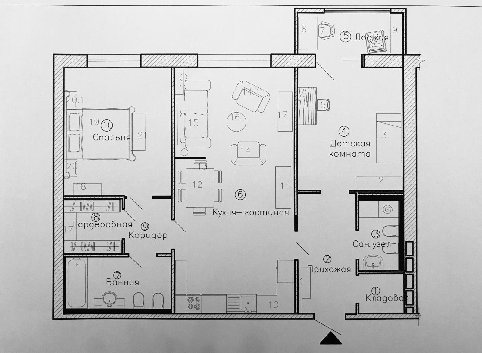 план расстановки мебели. Варинат 1