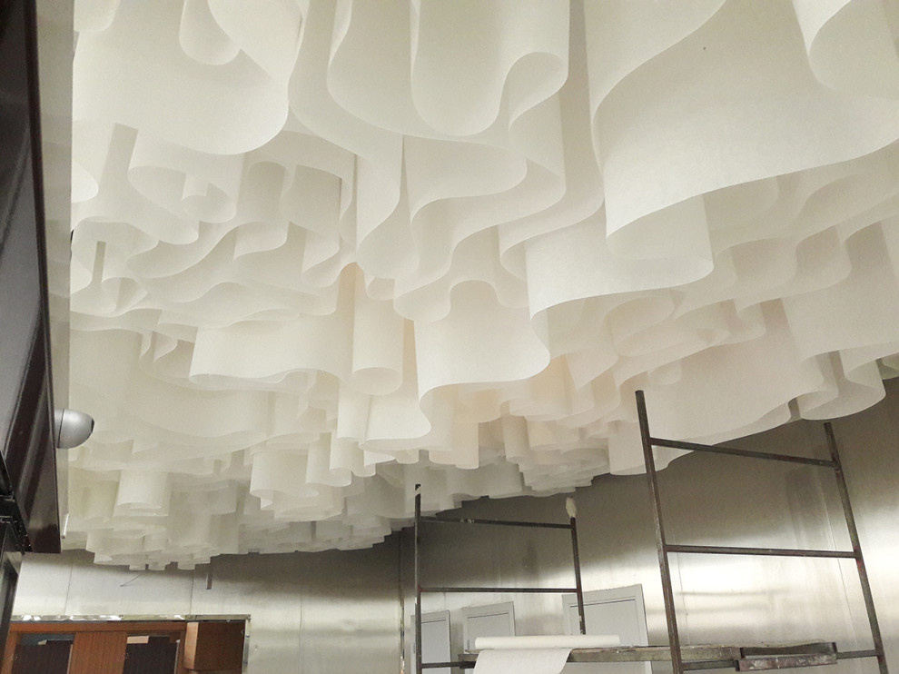 Декоративный потолок Wave ceiling® в фойе Аквапарка в Вологде