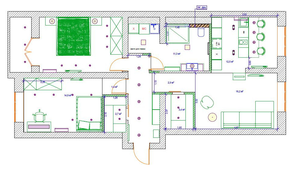 Квартира с яркими акцентами