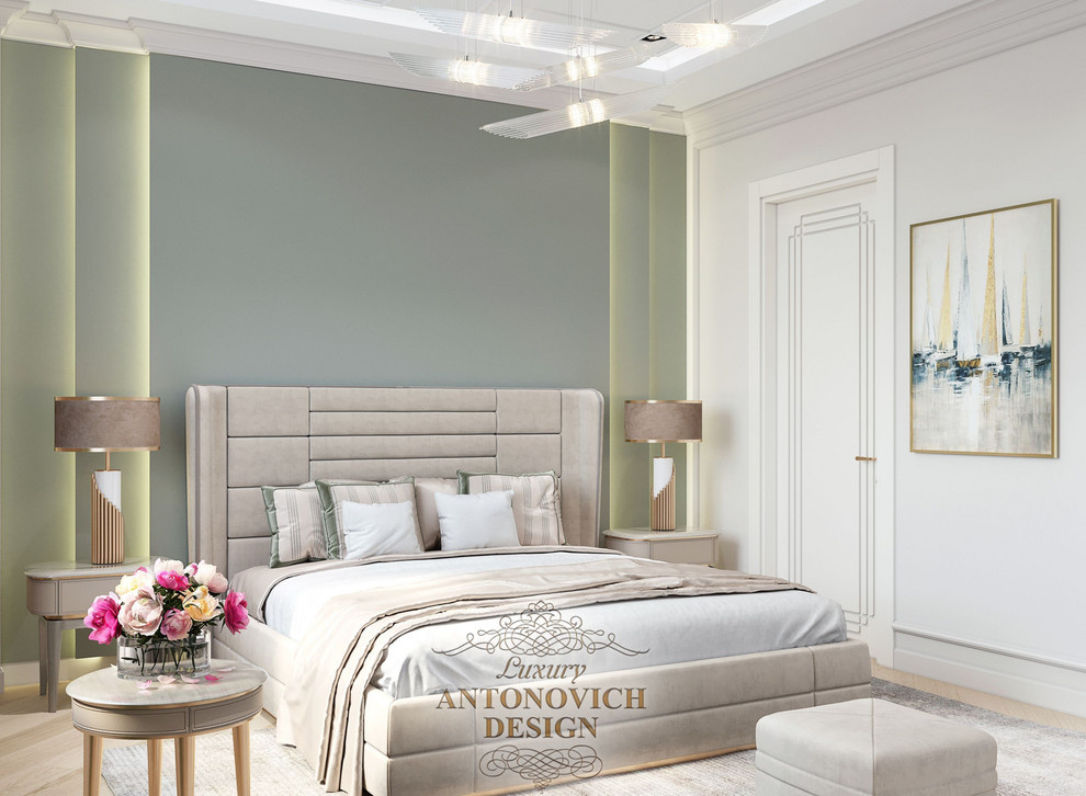 Нежный интерьер спальни от дизайнеров Antonovich Design