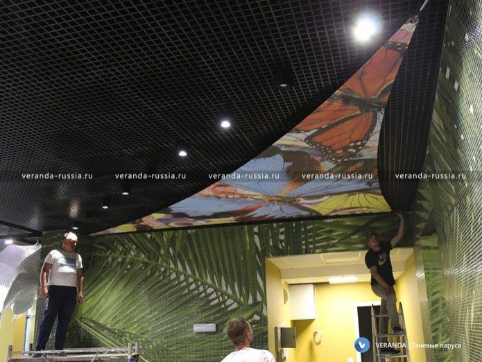 Дизайн потолка: необычная декоративная конструкция из натяжных парусов