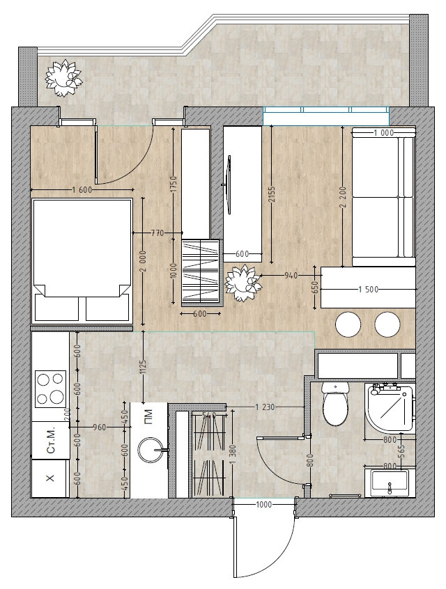 Планировочные решения. Квартира в г. Сочи ЖК "Жилой квартал. Литер 1"