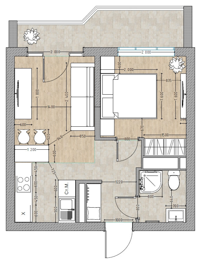 Планировочные решения. Квартира в г. Сочи ЖК "Жилой квартал. Литер 1"
