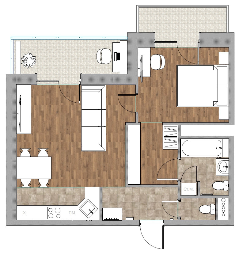 Планировочные решения. Квартира 50,8 м2, ЖК Крылатский