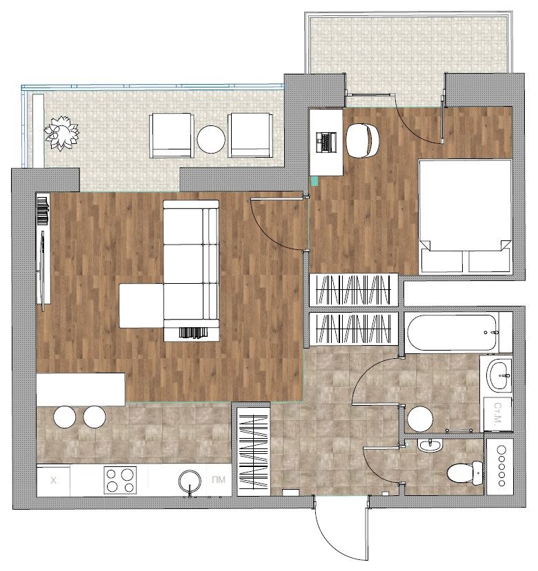 Планировочные решения. Квартира 50,8 м2, ЖК Крылатский