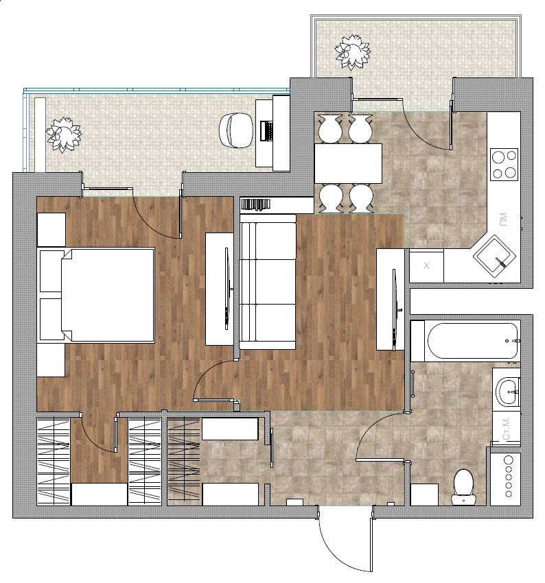 Обложка проекта: Планировочные решения. Квартира 50,8 м2, ЖК Крылатский