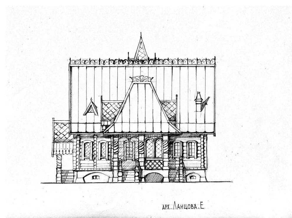 Архитектурный эскиз Терема в неорусском стиле
