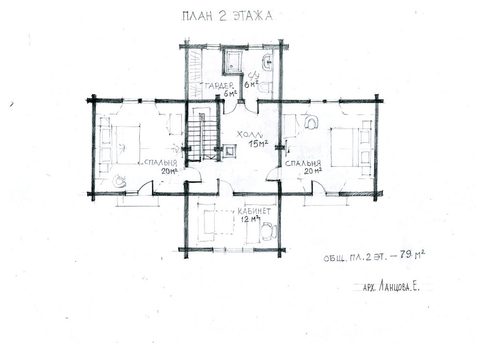Обложка проекта: Архитектурный эскиз Терема в неорусском стиле