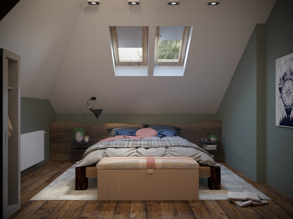 Интерьер мансардного этажа в стиле лофт