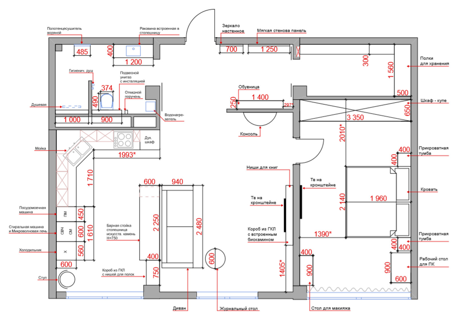 Современный интерьер для маломобильного заказчика