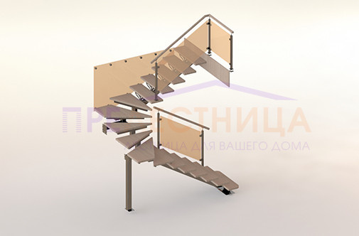 Лестница серии Ассоль с стеклянным ограждением