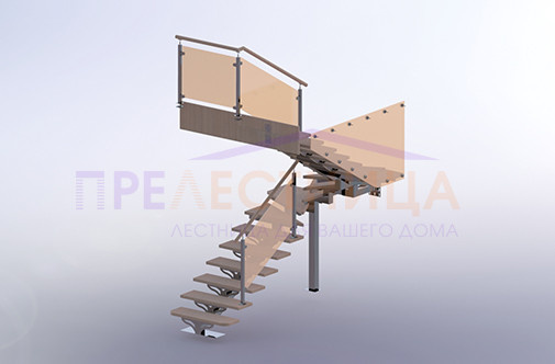 Лестница серии Ассоль с стеклянным ограждением