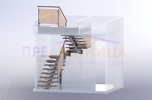 Лестница серии Ассоль с стеклянным ограждением