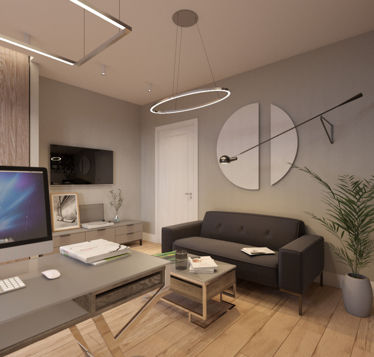 Дизайн проект кабинета в современном стиле