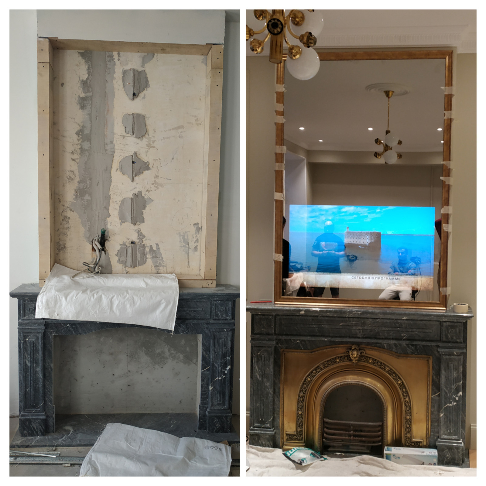 Теле-зеркало в гостиной