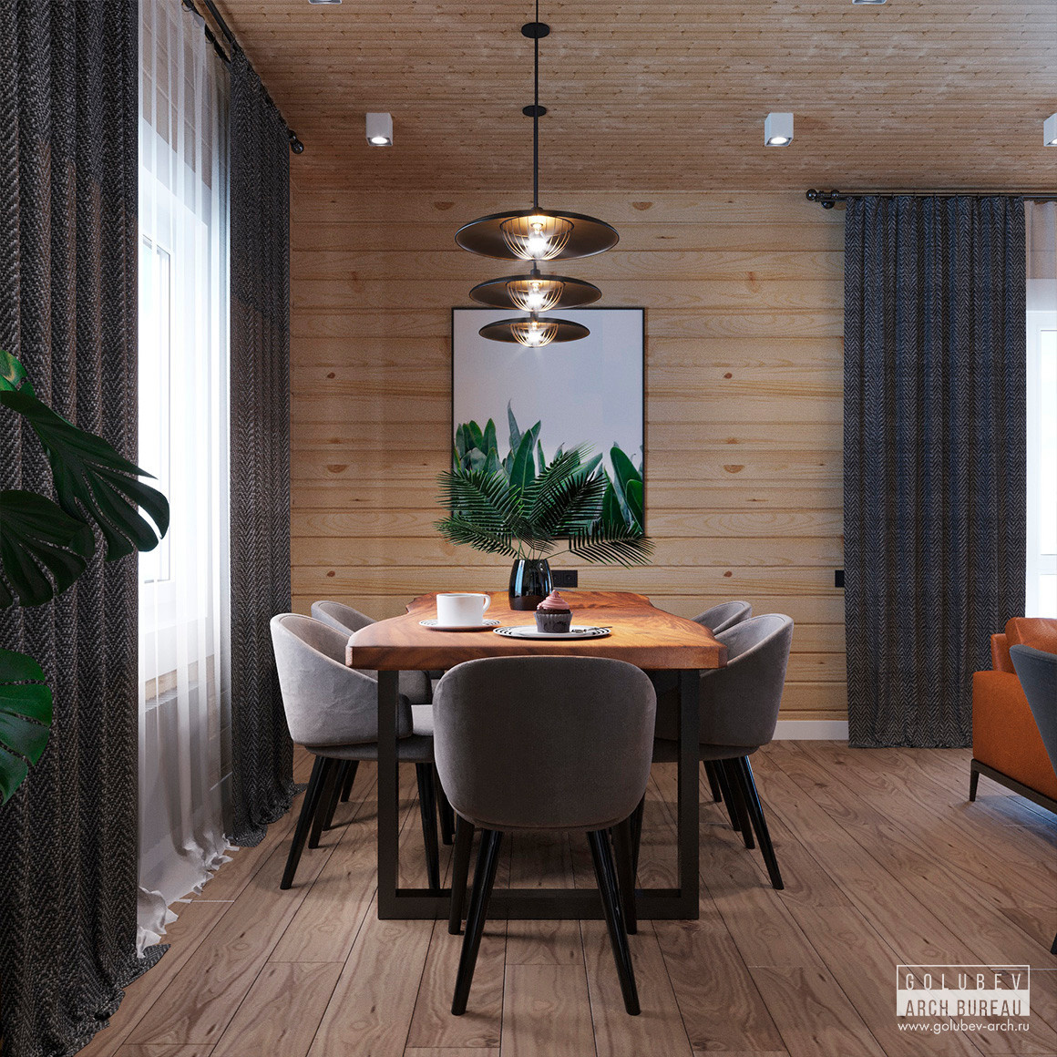 Интерьеры деревянного дома, г. Красноярск, 135 м2