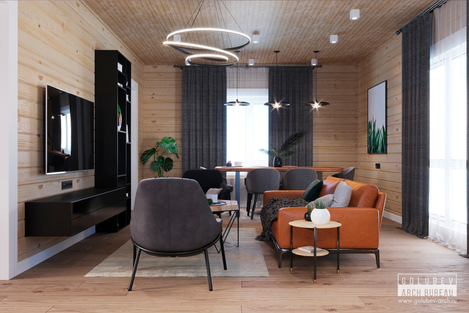 Интерьеры деревянного дома, г. Красноярск, 135 м2