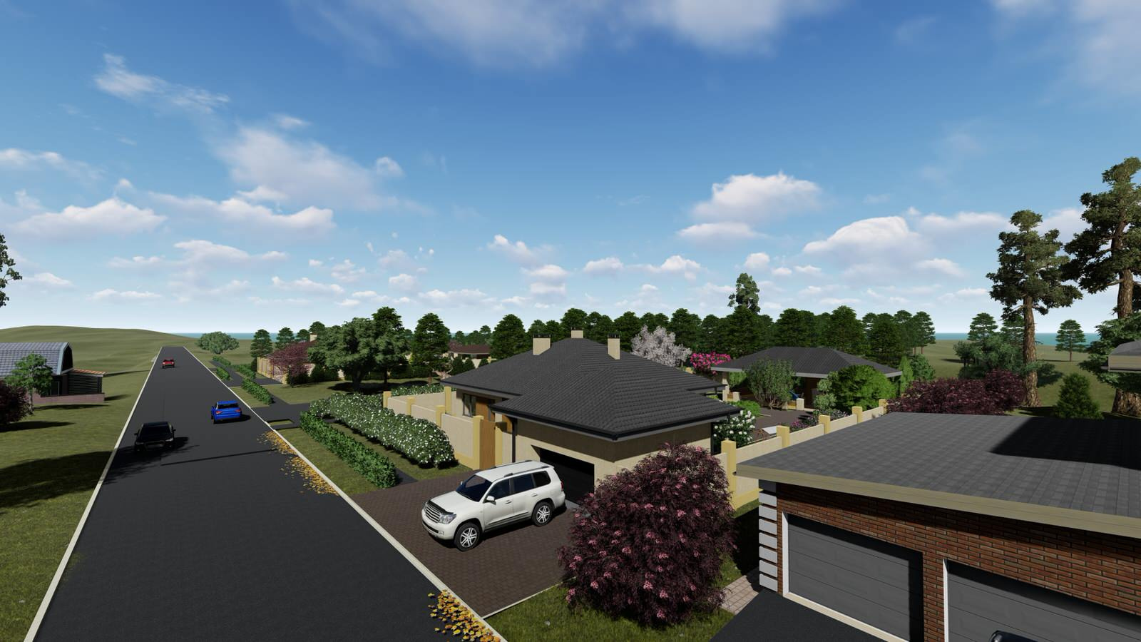 Одноэтажный дом с беседкой