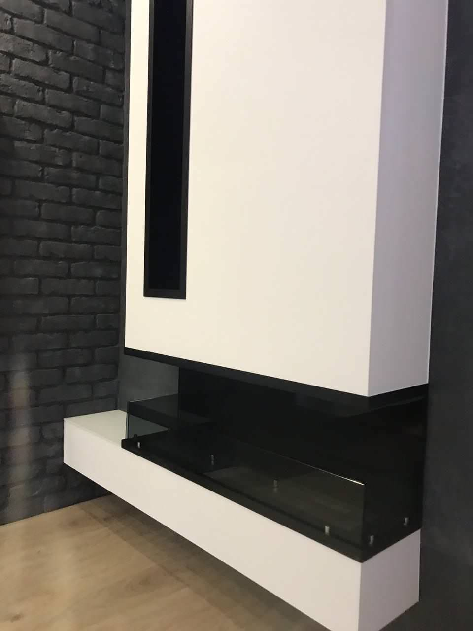 Биокамин торцевой с дровницей