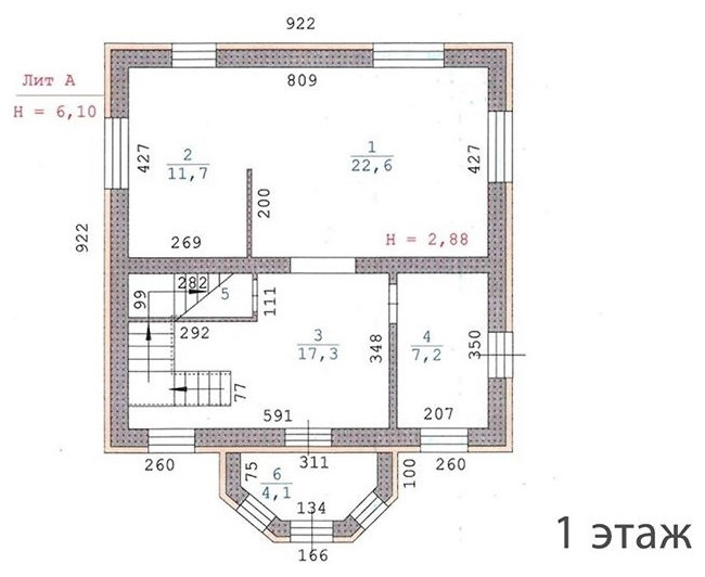 Кирпичный 2-этажный дом 9.22 х 9.22, общ. S - 121 кв.м