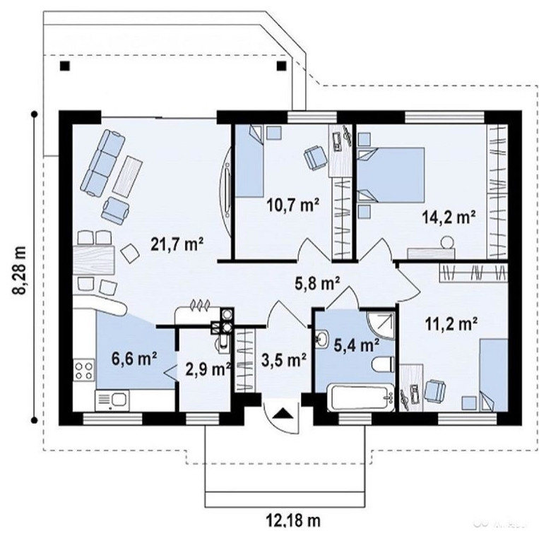 Обложка проекта: загородный дом площадь дома 82,7 кв. м