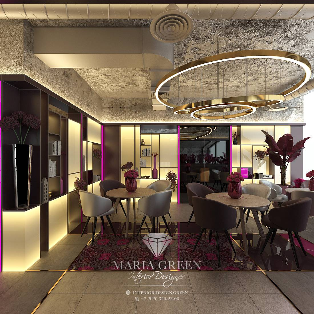 An interior of a cafe-restaurant in Vladivostok