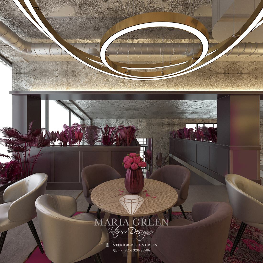 An interior of a cafe-restaurant in Vladivostok